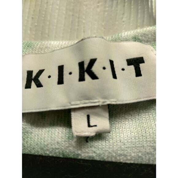 Vintage KIKIT Women Size Large Green White Tie Dye Terrycloth-Like T-Shirt Dress - Picture 5 of 6